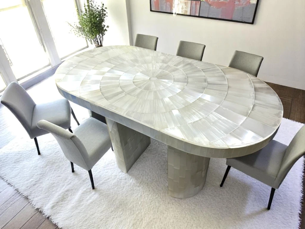 Elevate Your Home with Exquisite Selenite Table Tops - Order Now